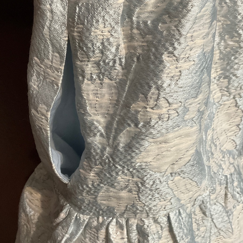 Light Blue Floral Puff-Sleeve Tiered Dress - Picture 11 of 14